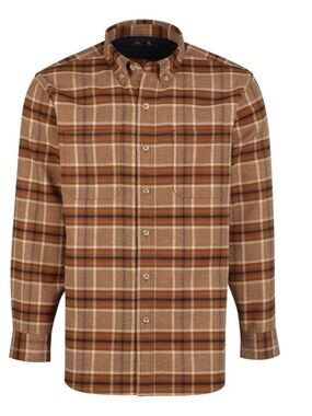 Men's Brown Plaid Long-Sleeve Button-Down Shirt